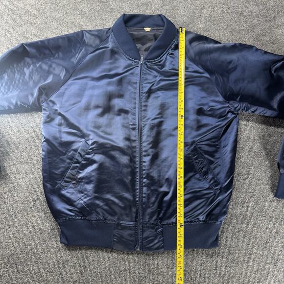 Vintage Korea Embroidered Dragon Satin Bomber Souvenir Jacket Distress Full Zip - Picture 7 of 11